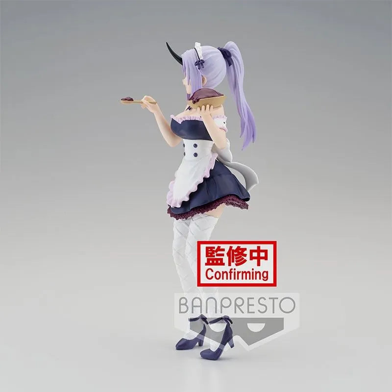 Figurine TenSura – Shion Maid Version – 18 cm – Banpresto. Shion en tenue de soubrette avec une tarte à la main et une expression douce. Une pièce originale et élégante pour les fans de That Time I Got Reincarnated as a Slime.