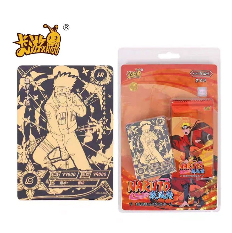 "Blister Naruto Shippuden â Kayou Cards â Tier 3 Wave 2. Contient 1 carte LR Kakashi dorĂ©e et 4 boosters. Un pack collector idĂ©al pour les fans de Naruto." đ„·