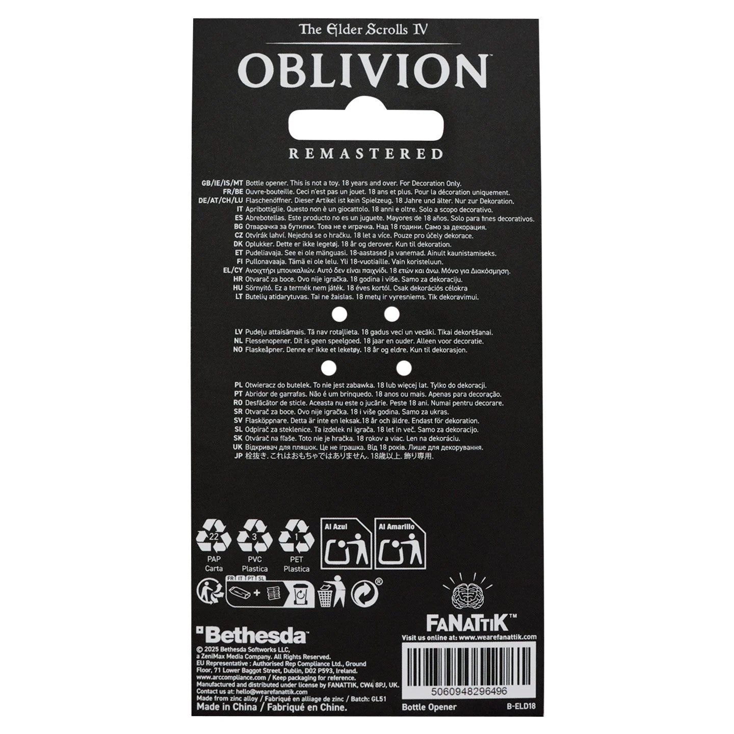 Décapsuleur Rasoir de Mehrunès The Elder Scrolls IV Oblivion. Réplique officielle en métal avec finition nickel antique, dos magnétique et design inspiré de l’arme mythique du jeu.