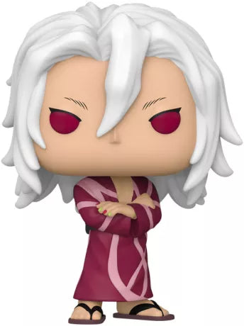 "Funko Pop! Demon Slayer â Tengen Uzui (1537). Tengen Uzui dans une tenue dĂ©contractĂ©e, bras croisĂ©s, avec son regard perçant et ses cheveux blancs distinctifs. Une figurine exclusive parfaite pour les fans de Demon Slayer et des Hashira !"