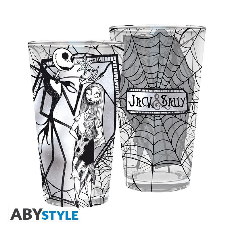 🎃🖤 L’Étrange Noël de Monsieur Jack – Jack & Sally – Verre XXL 400 ml 🖤🎃