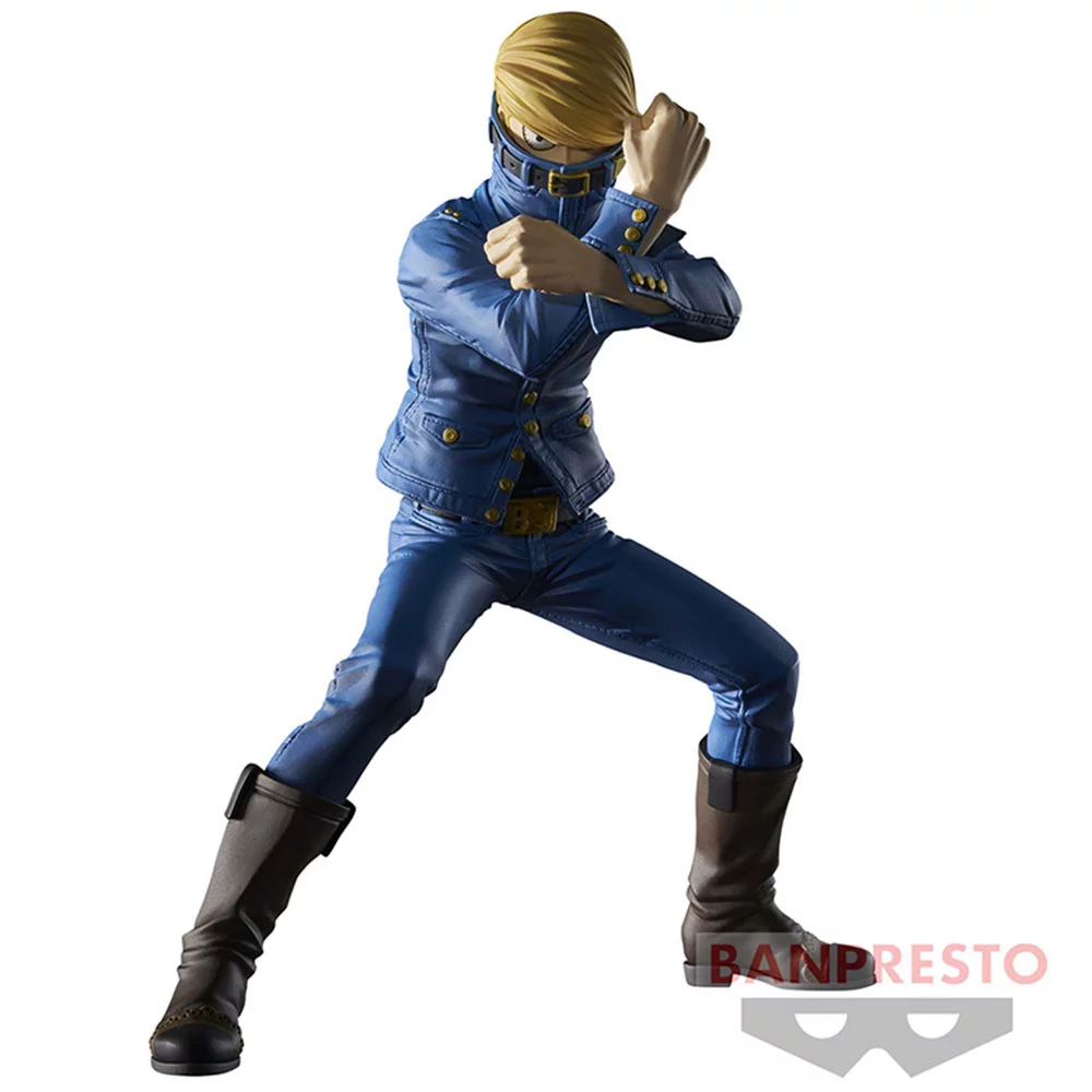 Figurine My Hero Academia – Best Jeanist – The Amazing Heroes – 15 cm – Banpresto. Best Jeanist en pose de combat, bras croisés, costume bleu détaillé. Une figurine incontournable pour les fans de MHA.