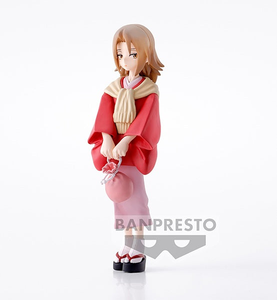 Figurine Shaman King – Anna Kyoyama – Vol.2 – 13 cm – Banpresto. Anna en tenue traditionnelle japonaise, tenant un petit sac, avec son regard calme et déterminé. Une pièce raffinée pour les collectionneurs de Shaman King." 🌸