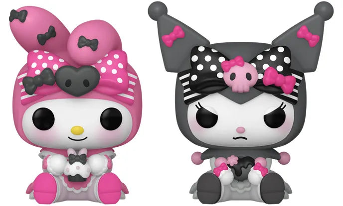 Funko Pocket Pop! Sanrio â My Melody & Kuromi (Pack de 2). Mini figurines avec tenues kawaii dĂ©taillĂ©es, nĆuds et accessoires. Un coffret adorable et culte pour les fans de Sanrio.