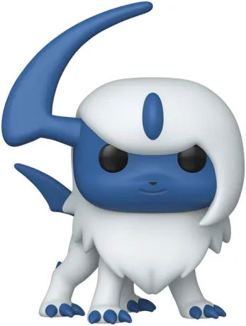 Funko Pop! Pokémon – Absol (N°1090). Figurine détaillée du Pokémon Ténèbres, avec pelage blanc, corne bleue et allure majestueuse.