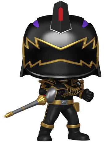 Funko Pop! Power Rangers Dino Thunder – Black Dino Thunder Ranger (N°1712). Figurine du Ranger Noir armé de son Drago Staff, avec armure noire et dorée, pose de combat dynamique.