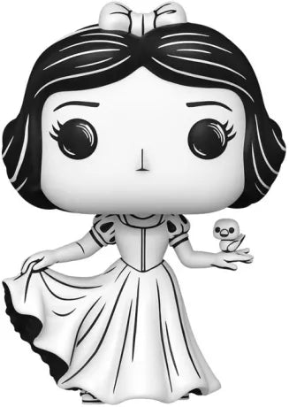 Funko Pop! Disney – Blanche-Neige (N°1526, version esquisse). Figurine exclusive en noir et blanc représentant Blanche-Neige avec un oiseau dans la main. Une pièce de collection unique inspirée du tout premier classique Disney.