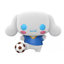 Figurine Funko Pop! Cinnamoroll (86) de Sanrio, vêtue d’un maillot de football bleu et tenant un ballon de foot, en édition limitée flockée Funko Exclusive