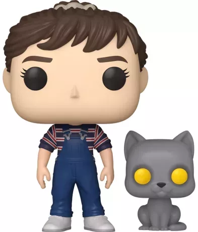 Funko Pop! Simetierre – Ellie & Church (N°1584). Ellie en salopette avec le chat Church aux yeux jaunes. Une figurine effrayante idéale pour les fans de Stephen King.