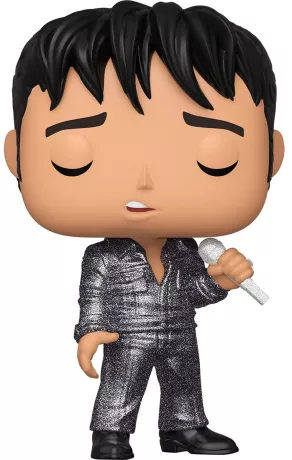 Funko Pop! Elvis Presley â â68 Comeback Special (N°188) â Diamond Collection. Elvis dans sa tenue brillante avec micro, yeux fermĂ©s. Une figurine lĂ©gendaire pour les fans du King et de rockânâroll.