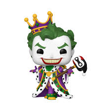 Figurine Funko Pop! Emperor (The Joker) (457) en Ă©dition limitĂ©e NYCC 2022, avec couronne dorĂ©e, manteau royal violet et sceptre ornĂ© de la tĂȘte dâHarley Quinn
