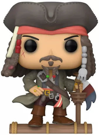 Funko Pop! Pirates of the Caribbean – Jack Sparrow (N°1482). Figurine exclusive Specialty Series représentant le capitaine sur un radeau avec son célèbre chapeau et sabre.