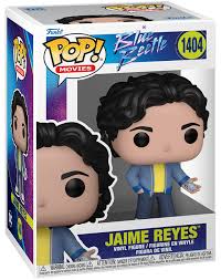"Funko Pop! Blue Beetle – Jaime Reyes (1404). Figurine spéciale représentant Jaime Reyes avec le scarabée Blue Beetle en main. Un must-have pour les fans de DC Movies !"