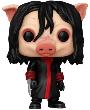 Funko Pop! Saw – Jigsaw (Chase, Masque de Cochon) (N°1820). Personnage encapuchonné avec masque de cochon et lame à la main. Une édition rare et effrayante pour les fans de la saga Saw.