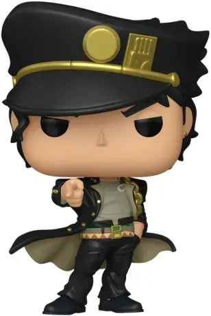 Funko Pop! JoJo’s Bizarre Adventure – Jotaro Kujo (N°2053). Figurine du célèbre héros avec chapeau noir et manteau flottant. Un incontournable pour les fans de la saga JoJo.