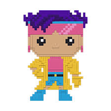 Figurine Funko Pop! Jubilee (1306) de X-Men '97 en version 8-Bit, portant un manteau jaune, un bandeau rose et des bottes bleues, en édition spéciale exclusive