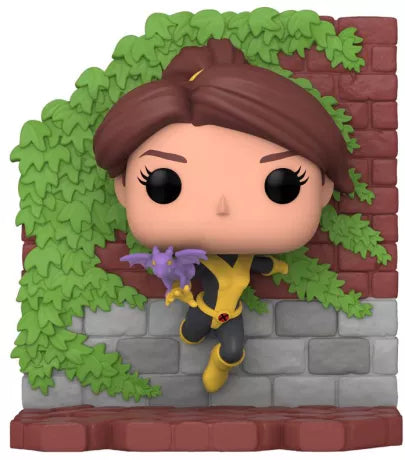 Funko Pop! X-Men – Kitty Pryde avec Lockheed (N°1054) – Deluxe Special Edition. Kitty traverse un mur avec son dragon violet Lockheed. Une figurine dynamique pour les fans de Marvel et des X-Men.