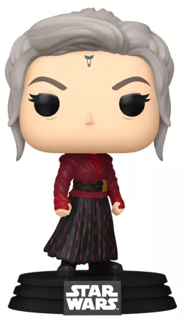 Funko Pop! Star Wars â Morgan Elsbeth (N°684) â SĂ©rie Ahsoka. Morgan en robe rouge foncĂ© et noire, avec tresses grises et symbole sur le front. Une figurine sombre et imposante pour les fans de lâunivers Star Wars.