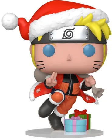 Funko Pop! Naruto Shippuden â Naruto Uzumaki Christmas (N°2049). Figurine reprĂ©sentant Naruto avec son manteau rouge de NoĂ«l, son bonnet et ses cadeaux festifs. Une Ă©dition spĂ©ciale parfaite pour les fans de Naruto et les fĂȘtes.