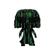 "Funko Pop! The Matrix â Neo (1172). Neo en version spĂ©ciale avec effet Glow in the Dark, habillĂ© de son manteau noir emblĂ©matique avec les lignes de code vertes. Un must-have pour les fans de The Matrix !"