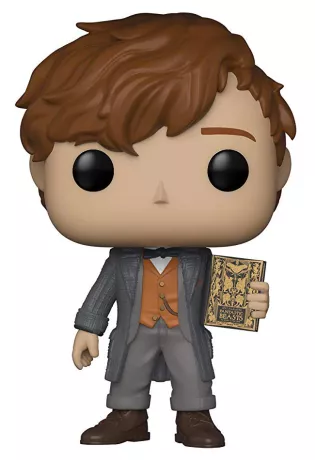 Funko Pop! Les Animaux Fantastiques – Newt Scamander – N°14 – Chase Edition – 9 cm – Funko. Newt en tenue grise avec gilet orange et le livre "Fantastic Beasts". Une Pop! rare et indispensable pour les fans du Wizarding World.