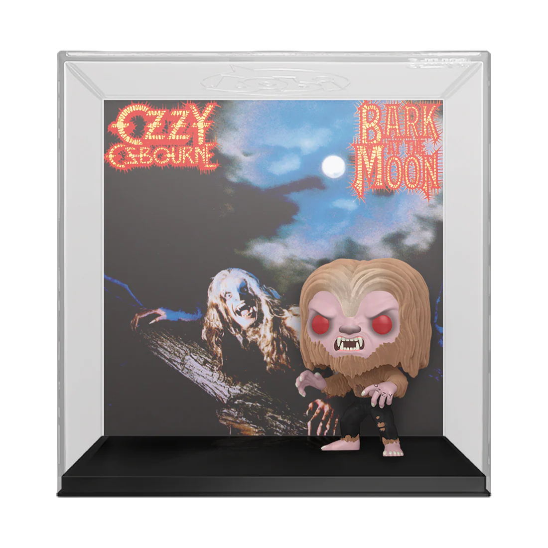 Funko Pop! Albums â Ozzy Osbourne â Bark at the Moon (N°60, Flocked Edition). Figurine du prince du metal en loup-garou devant la pochette mythique de lâalbum.