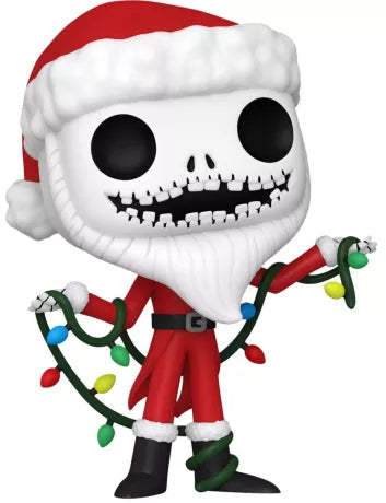 Funko Pop! LâĂtrange NoĂ«l de Monsieur Jack â Santa Jack (N°1383). Figurine de Jack Skellington dĂ©guisĂ© en PĂšre NoĂ«l avec barbe blanche et guirlande lumineuse. Une piĂšce festive et incontournable pour les fans de Tim Burton et Disney.