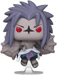 Funko Pop! Sasuke (1664) – Naruto Shippuden Curse Mark 2 Exclusive, figurine représentant Sasuke en transformation avec la Marque Maudite niveau 2, peau grisée et Sharingan rouge.