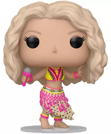 Funko Pop! Shakira â Waka Waka (N°406). Figurine reprĂ©sentant Shakira dans sa tenue colorĂ©e du clip, micro Ă la main et pieds nus. Une Pop! pleine dâĂ©nergie et de bonne humeur pour les fans de musique.