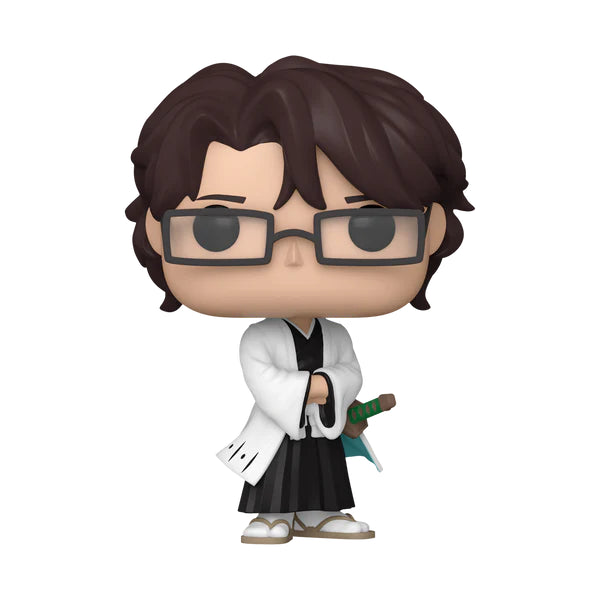 "Funko Pop! SĆsuke Aizen (1697) de Bleach, figurine de collection reprĂ©sentant lâancien capitaine de la 5e division, cĂ©lĂšbre pour son pouvoir dâillusion et son ambition de dominer la Soul Society."