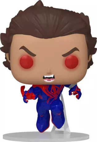 Funko Pop! Spider-Man: Across the Spider-Verse – Spider-Man 2099 (Unmasked) (N°1409). Figurine de Miguel O’Hara sans masque, en vol, costume bleu et rouge. Un incontournable pour les fans du multivers Marvel.