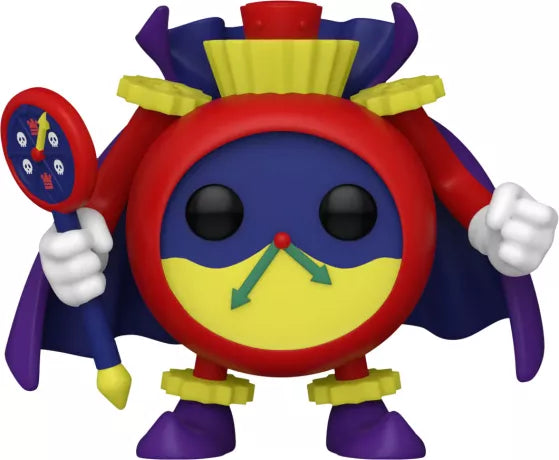 "Funko Pop! Yu-Gi-Oh! – Time Wizard (1454). Figurine colorée représentant le Time Wizard avec son corps d’horloge, fidèle au design du célèbre monstre de Joey Wheeler. Un must-have pour les fans de Yu-Gi-Oh!"
