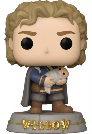Funko Pop! Willow 1315 - Willow Ufgood. Figurine détaillée du héros tenant Elora Danan dans ses bras, incarnant la magie et l’aventure du film culte. Un must-have pour les fans de fantasy !"