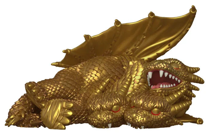 Funko Pop! Movies Godzilla – Sleeping King Ghidorah Gold (N°1953). Figurine Deluxe dorée représentant King Ghidorah endormi, trois têtes et ailes repliées.