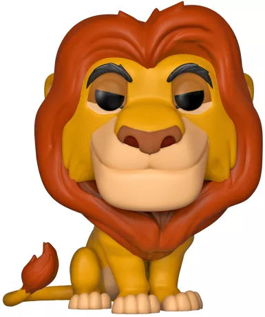 Funko Pop! Disney – Le Roi Lion – Mufasa (N°495). Figurine détaillée de Mufasa assis, crinière rouge et regard noble.
