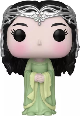 Funko Pop! Lord of the Rings â Arwen (N°1745). Arwen en robe vert pĂąle avec son diadĂšme elfique argentĂ©. Figurine Ă©lĂ©gante et dĂ©taillĂ©e pour les fans de la saga.