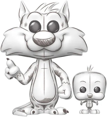 ✏️🐱 Funko Pop! N°2013 – Sylvester & Tweety (Sylvestre et Titi) – Sketched (Esquissé) – Looney Tunes 🐦✏️