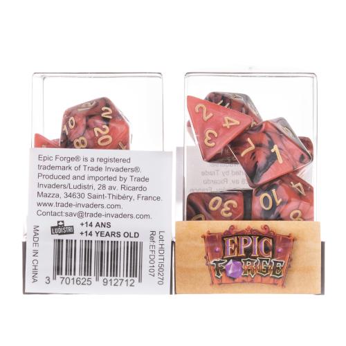 🎲🔥 Lot de Dés – Rouge et Noir – Set Complet 7 Pièces en Boîte – Jeu de Rôle 🖤🎲