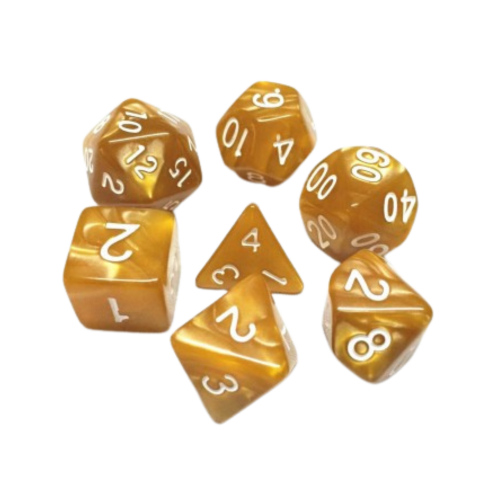🎲✨ Lot de Dés – Or nacré – Set Complet 7 Pièces en Boîte – Jeu de Rôle 🏆🎲