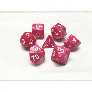 🎲🌹 Lot de Dés – Rose Rouge Nacré – Set Complet 7 Pièces en Boîte – Jeu de Rôle ✨🎲