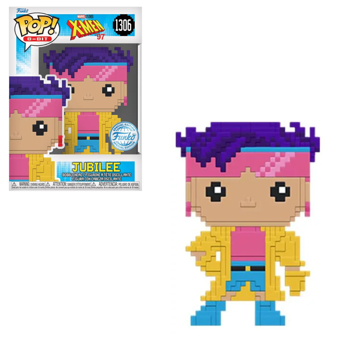 "Lot Funko Pop! 8-Bit X-Men – Magneto (1307) et Jubilee (1306) – Special Edition. Deux figurines au design pixelisé rétro inspiré des jeux vidéo, parfaites pour les fans de Marvel et de gaming vintage." 👑