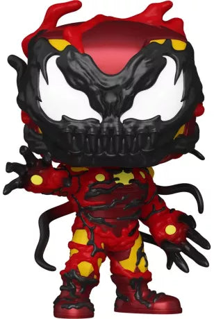 Funko Pop! Marvel â Iron Man Carnagized (N°1437). Fusion monstrueuse entre Iron Man et Carnage, avec armure dĂ©formĂ©e et tentacules symbiotiques. PiĂšce idĂ©ale pour les fans de symbiotes et de Marvel.