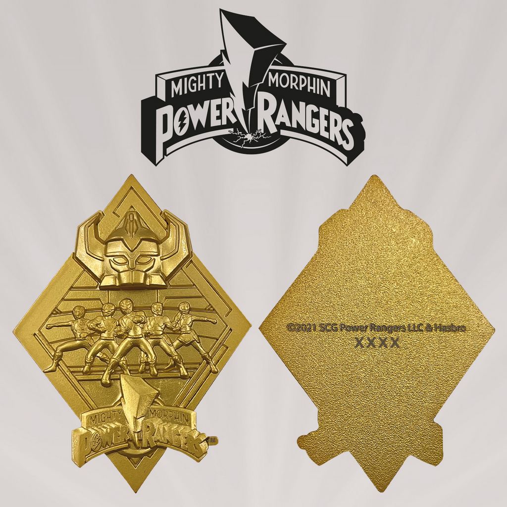 Médaillon Power Rangers – Édition Limitée 5 000 exemplaires – Plaqué or 24 carats – 9 x 12,5 cm. Médaillon numéroté avec boîte et support de présentation. Une pièce prestigieuse pour les fans de Power Rangers.