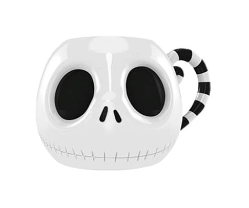 Mug 3D Jack Skellington â LâĂtrange NoĂ«l de Monsieur Jack â 370 ml â Officiel. Mug en cĂ©ramique sculptĂ© avec visage emblĂ©matique de Jack et poignĂ©e rayĂ©e noir et blanc. Un must-have pour les fans de Tim Burton et Disney.