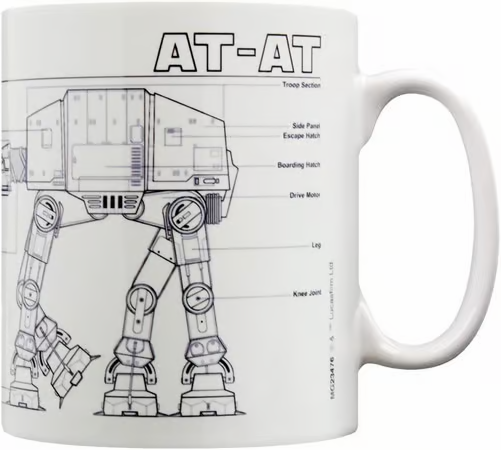 Mug Star Wars â AT-AT â 315 ml â CĂ©ramique. Mug avec design plan technique du marcheur AT-AT impĂ©rial. IdĂ©al pour les fans de lâunivers galactique.