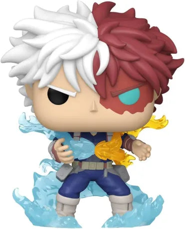 Funko Pop! My Hero Academia â Shoto Todoroki (N°2158). Figurine inspirĂ©e de la bataille finale, montrant Shoto utilisant Phosphor avec effets feu et glace.