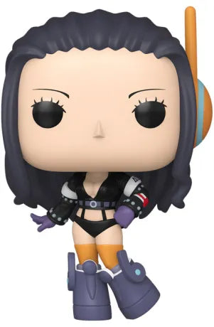 Funko Pop! One Piece â Nico Robin Egghead (N°2137). Robin en tenue futuriste noire avec bottes violettes et casque technologique. Figurine dĂ©taillĂ©e pour les fans de One Piece.