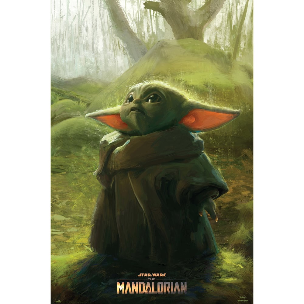 Poster Star Wars The Mandalorian – The Child Art – 61 x 91,5 cm. Illustration artistique de Grogu dans un décor naturel. Un poster élégant et immersif parfait pour les fans de Star Wars.