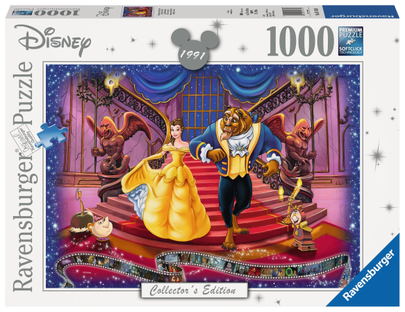 Puzzle Disney – La Belle et la Bête – Collector’s Edition – 1000 pièces – Ravensburger. Scène du bal avec Belle, la Bête et les personnages du château. Un puzzle magique pour les fans du classique Disney.