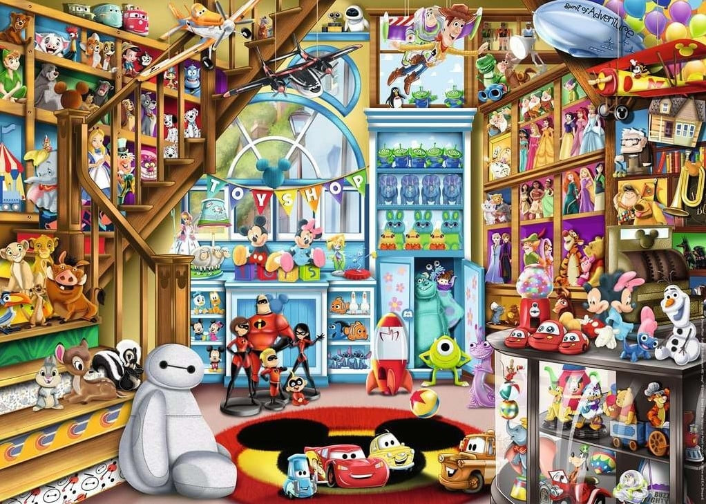 Puzzle Disney – Magasin de jouets – 1000 pièces – Ravensburger. Une boutique magique remplie de personnages Disney et Pixar emblématiques. Un puzzle coloré et enchanteur pour les fans de tous âges.